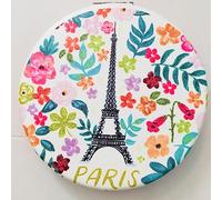 KIUB Miroir de Poche Rond Paris Tour Eiffel - Motif Paris Je t'adore - Tour Eiffel multifleurs sur Fond crème