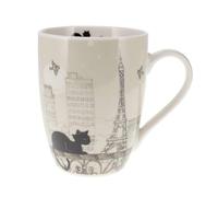 KIUB : Mug Arrondi motif Chat 340ml Paris Tour Eiffel Oiseaux