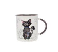 KIUB Mug avec des animaux de la ferme , des bois et des montagnes - motif chat noir - matière porcelaine fine - contenance 320ML