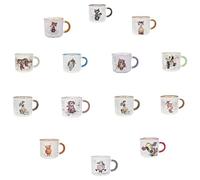 KIUB Pack de 14 Mini mugs timbale expresso avec des animaux- Hauteur 6,5CM -contenu 125ML- personnalisation possible - porcelaine