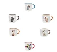 KIUB Pack de 6 Mini mugs timbale expresso avec des animaux- Hauteur 6,5CM - contenance 125ML- porcelaine fine