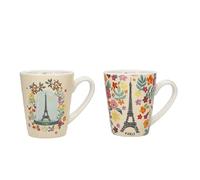 KIUB Set de 2 mini tasses Paris Tour Eiffel - motif Paris je t'adore - porcelaine fine et hauteur 7,5CM - boite assortie