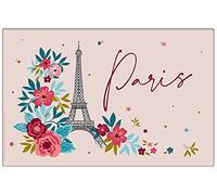 KIUB - Set de Table Paris Tour Eiffel - Motif Tour Eiffel en Fleurs - Fond Rose