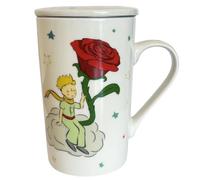 KIUB Tasse à thé XL en porcelaine avec filtre Le Petit Prince et la grande rose