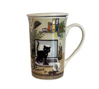 KIUB - Tisanière Chaton ordinateur - Porcelaine avec Infuseur inox 380ml - Boite Cadeau - Bug Art