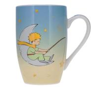 KIUB Très grand mug porcelaine arrondi - motif Petit Prince sur son croissant de lune et pêchant des étoiles- hauteur 12CM - contenance 490ML - boite assortie