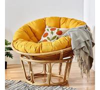 KIUGOP Coussin pour fauteuil Papasan, Coussin rond pour fauteuil Papasan, Polster pour fauteuil Papasan, Coussin, Polyrattan fauteuil suspendu coussin Papasan, Jaune, 110x110 cm