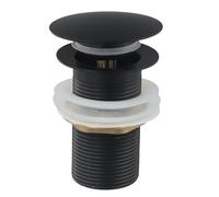 Kivivaka Bonde d'évier en laiton massif noir pour lavabos sans trop-plein, siphon de style courant pour lavabo autoportant, finition noire mate