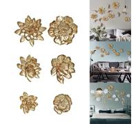 Kivivaka Décoration murale moderne en résine 3D en forme de fleur de lotus dorée à suspendre pour art peint à la main pour salon, bureau, mariage