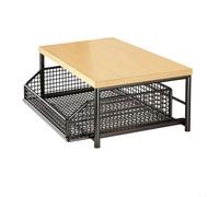 Kivivaka Deux options de hauteur pour micro-ondes avec panier de rangement inférieur et roulettes verrouillables pour un placement flexible (noir)