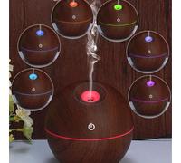 Kivivaka Diffuseur d'aromathérapie USB de 130 ml, portable pour humidificateur d'huiles essentielles avec lumières colorées, purificateur d'air à brume fine, design grain de bois
