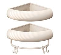 Kivivaka Étagère d'angle murale de salle de bain en aluminium de style crème avec drainage et garde-corps, organiseur de douche sans perçage