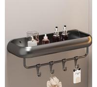 Kivivaka Étagère de rangement murale en plastique pour salle de bain Crème 30 cm ou 40 cm Gris 30 cm