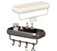 Kivivaka Étagère murale de salle de bain sans perçage Crème pour rangement en plastique robuste avec bandes et options de vis 40 cm