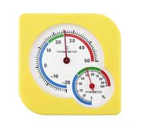 Kivivaka Grand thermomètre hygromètre analogique pour intérieur et extérieur avec support pour la maison, le jardin, blanc (jaune)