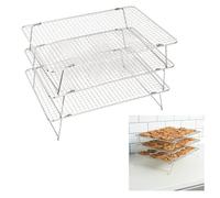 Kivivaka Grille de refroidissement empilable en acier inoxydable 304, pour grille de cuisson robuste, circulation de l'air optimale, pieds anti-rayures, argenté