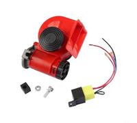 Kivivaka Kit compresseur d'air rouge 12 V pour klaxon, voiture électrique 118 dB fort et bas pour klaxon pour camion, SUV, camping-car, moto, design carré compact (2)