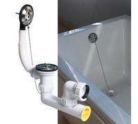 Kivivaka Kit de vidage de baignoire avec tube de trop-plein, pour trous de 48 à 58 mm, 6 trous d'évacuation de 40 mm, blanc