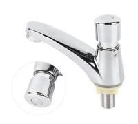 Kivivaka Lavabo temporisé avec interrupteur poussoir en alliage de zinc | Hôtel School Factory Mélangeur d'évier à fermeture automatique Finition chromée