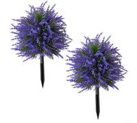 Kivivaka Lot de 2 boules topiaires de lavande artificielle en buis de 50 cm avec pointes protégées contre les UV pour porche, entrée, bureau - Violet