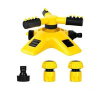 Kivivaka Lot de 4 arroseurs rotatifs à 360 degrés, système d'arrosage de jardin à 2 modes pour pelouse, cour, verger, irrigation en plastique facile à connecter, jaune, lot de 4 (1,9 cm)