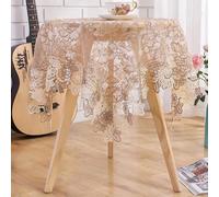 Kivivaka Nappe carrée en dentelle polyester nylon motif fleur protection de table ronde table basse salle à manger café clair 115 cm