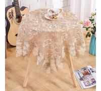 Kivivaka Nappe carrée en dentelle polyester nylon motif fleur protection de table ronde table basse salle à manger café clair 115 cm