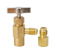 Kivivaka Robinet de canette auto-scellant 1/2" ACME LH, perceur en T en métal massif pour canettes, kit avec adaptateurs de tuyau R134a
