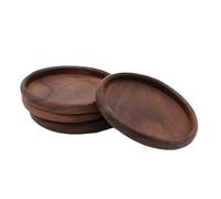 Kivivaka Sous-verres ronds rainurés en noyer naturel de 8,8 cm de diamètre - Dessous de verre élégants en bois pour protection de table, résistants à la chaleur et aux rayures, pour la maison ou comme