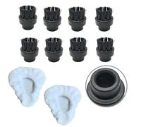 Kivivaka Tampons de balai à vapeur et outil de brosse pour nettoyeur à vapeur Dupray, brosses rondes en fil d'acier inoxydable et tampons en microfibre, 8 accessoires de nettoyage réutilisables
