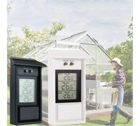 Kivivaka Thermomètre numérique pour jardin, serre, terrasse, intérieur et extérieur, fonctionne avec piles pour noir et blanc