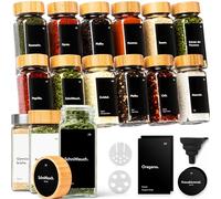 KIVY Bocaux à épices avec insert à saupoudrer - 12 x 120 ml + 120 étiquettes - Hermétiques