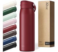 KIVY Bouteille isotherme en acier inoxydable avec paille 1 l - 24h froid | 12h chaud - Anti-fuite et passe au lave-vaissage - Bouteille isotherme 1 l pour le sport - Thermos - Bouteille d'eau en acier