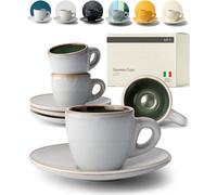 KIVY Ensemble tasses à expresso [4 x 75ml] - Tasses à espresso à parois épaisses en faïence - tasse a cafe - tasse expresso - service a cafe - tasse à café - tasse a cafe expresso verde