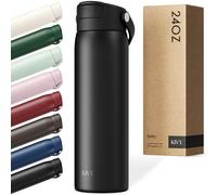 KIVY Gourde en acier inoxydable avec paille - 700 ml - Froid 24 h - Chaud 12 h - Anti-fuite et passe au lave-vaisselle - Gourde isotherme de sport - Bouteille isotherme - Bouteille d'eau en acier