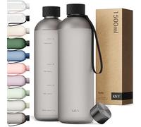 KIVY Gourde Tritan 1,5 L - Étanche & Compatible Eau Pétillante - Pour Sport, Gym, École & Bureau - Gourde Sport - Bouteille d’Eau 1 ,5L - Lavable au Lave-Vaisselle - Sans BPA - Noir