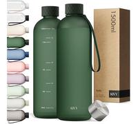 KIVY Gourde Tritan 1,5 L - Étanche & Compatible Eau Pétillante - Pour Sport, Gym, École & Bureau - Gourde Sport - Bouteille d’Eau 1 ,5L - Lavable au Lave-Vaisselle - Sans BPA - Vert