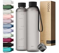 KIVY Gourde Tritan 1 L - Étanche & Compatible Eau Pétillante - Pour Sport, École & Bureau - Gourde Sport - Bouteille d’Eau 1 L - Lavable au Lave-Vaisselle - Sans BPA - Noir