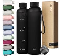 KIVY Gourde Tritan 1 L - Étanche & Compatible Eau Pétillante - Pour Sport, École & Bureau - Gourde Sport - Bouteille d’Eau 1 L - Lavable au Lave-Vaisselle - Sans BPA - Noir
