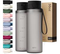 KIVY Gourde Tritan avec Bouchon 1,5L [ÉTANCHE & LAVABLE AU LAVE-VAISELLE] - Sans BPA & Anti-Fuite - Compatible avec les Boissons Gazeuses - Bouteille d’Eau pour Sport, Bureau et Loisirs -Noir
