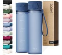 KIVY Gourde Tritan avec Bouchon 1L [ÉTANCHE & LAVABLE AU LAVE-VAISELLE] - Sans BPA & Anti-Fuite - Compatible avec les Boissons Gazeuses - Bouteille d’Eau pour Sport, Bureau et Loisirs - Bleu