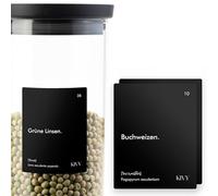 KIVY Lot de 140 étiquettes de conservation autocollantes et étanches avec étiquettes inscriptibles - Étiquettes pour bocaux de conservation - Étiquettes de cuisine - Étiquettes de cuisine XXL Noir