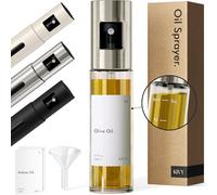 KIVY Pulvérisateur d'huile en verre pour huile alimentaire [Étiquettes incluses] Vaporisateur d'huile de précision - Flacon pulvérisateur d'huile d'olive en verre - Spray d'huile pour Airfryer