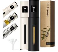KIVY Set de 2 vaporisateurs d'huile pour la cuisine en acier inoxydable et verre - Vaporisateur d'huile précis - Flacon pulvérisateur d'huile pour huile alimentaire - Pour Airfryer