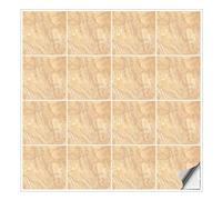 Kiwistar - Set 24 - Autocollants pour carrelage - 20 x 20 cm - Lot de 1 - relief beige - pour la cuisine, la salle de bain, le dosseret, la bordure, la rénovation, le motif de carreaux