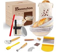 Kixiyou Panier de fermentation Set de pain avec 2 paniers de fermentation et levain Set de démarrage