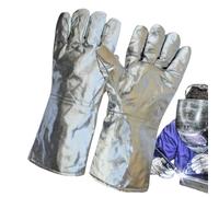 Kixolazr Gants de Soudure, Gants En Aluminium Pour Fonderie Et Moulage, Protection 5 Doigts pour Restaurant Cuisine Travail Verre Fonte Acier