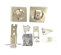 KIXZSAZ Serrure à galandage carrée renforcée, loquet de porte, bouton, alliage d'aluminium, double verrouillage pour plusieurs personnes et invités, argent