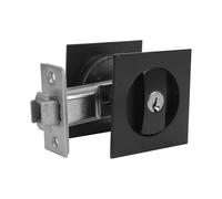 KIXZSAZ Serrure à galandage carrée renforcée, loquet de porte, bouton, alliage d'aluminium, double verrouillage pour plusieurs personnes et invités, noir