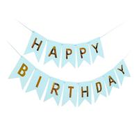 Kiyanest Bannière Anniversaire Bleu Clair - Guirlande "Happy Birthday" Élégante & Réutilisable pour Garçons, Filles & Adultes, Idéale pour Décorations Intérieures & Extérieures